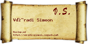 Váradi Simeon névjegykártya
